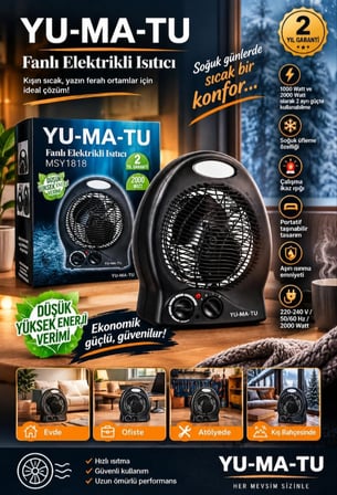 Yu-ma-tu MSY1818 2000 W Fanlı Elektrikli Isıtıcı 2 Yıl Garantili