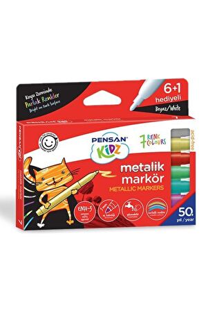 Kidz Temizlenebilir 7 Renk Metalik Markör