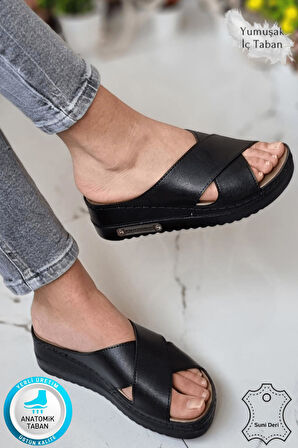 Lina Kadın Anatomik Ortopedik Konfor Modeli Terlik Hafif Şık Topuklu Günlük Dışarı Ev İçi Terliği