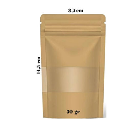 8,5x14,5 Pencereli Kraft Doypack
