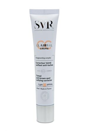 Svr Clairial CC 50+ Faktör Hassas Ciltler İçin Leke Karşıtı Renkli Yüz Güneş Koruyucu Krem 40 ml