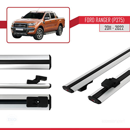 Ford Ranger (P375) 2011-2022 Arası ile Uyumlu BASIC Model Ara Atkı Tavan Barı Gri 2 Adet