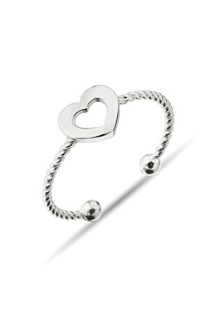 Kalp Figürlü 925 Ayar Gümüş Burma Yüzük - Y018201