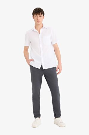 DeFacto Yazlık Beli Lastikli Jogger Pantolon Slim Fit Dar Kesim Düz Paça Pamuklu Cepli D2671AX25SMGR439