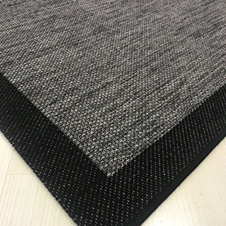 Halıcı Mustafa Jüt Sisal Halı 9714 Gri Siyah Serisi Salon Oturma Yatak Odası Halısı