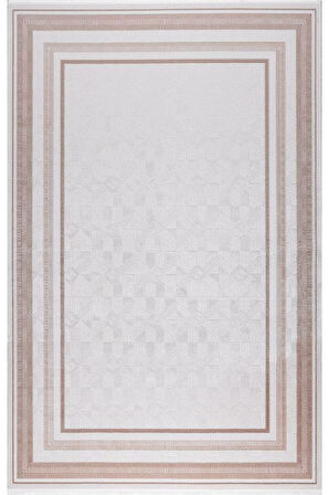 Pastel Halı Keops D168B Krem Vizon Akrilik Salon Oturma Yatak Odası Halısı