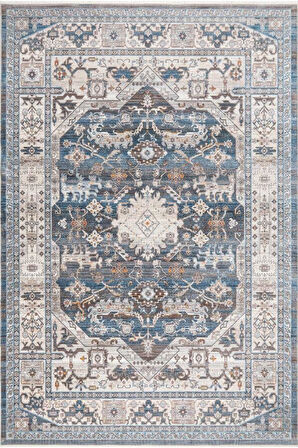 Pastel Halı Discovery 1438A Lacivert Gri Salon Oturma Yatak Odası Halısı