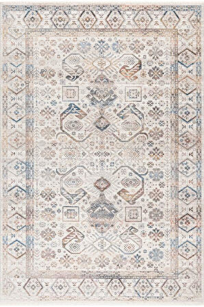 Pastel Halı Discovery 1500A Kemik Lacivert Salon Oturma Yatak Odası Halısı