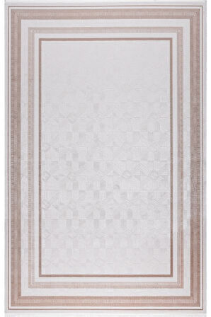 Pastel Halı Keops D168B Krem Vizon Akrilik Salon Oturma Yatak Odası Halısı