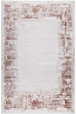 Pastel Halı Keops D167E Krem Kahve Akrilik Salon Oturma Yatak Odası Halısı