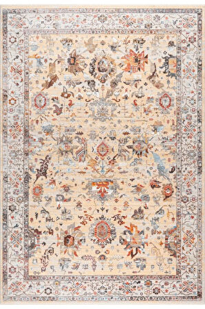 Pastel Halı Discovery 1513A Sarı Kemik Salon Oturma Yatak Odası Halısı