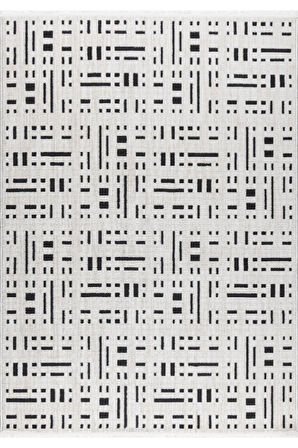 Pastel Halı Rio C3010A Beyaz Antrasit Serisi Salon Oturma Yatak Odası Halısı