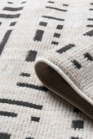 Pastel Halı Rio C3010A Beyaz Antrasit Serisi Salon Oturma Yatak Odası Halısı