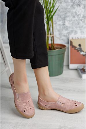 Ortopedik Ped Lastikli Pudra Kadın Ayakkabı