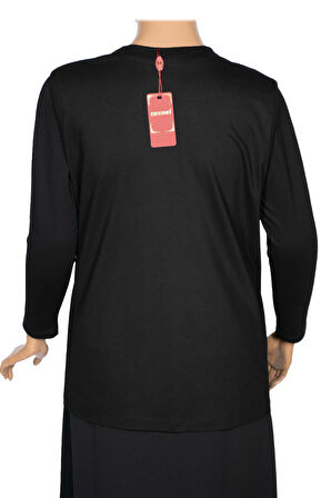 Hesna Kadın Umut Battal Beden Beş Düğmeli Cepli Penye Siyah Yelek