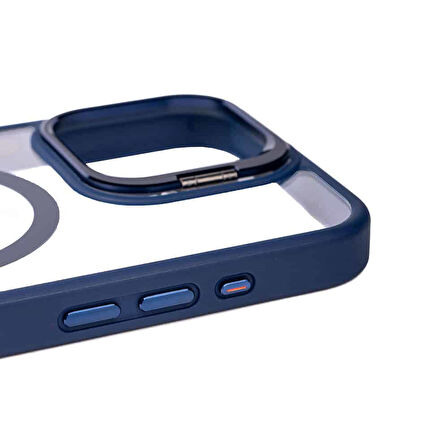 IP 12 Pro Max - Siyah Kılıf Kamera Lens Korumalı Standlı Lensli Kapak