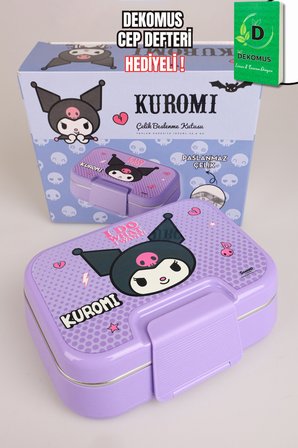 x Dekomus Lisanslı Kuromi Dark Charm Elite Collection 2 Katlı Paslanmaz Çelik Yemek Kabı "Dekomus Cep Defteri Hediyeli"