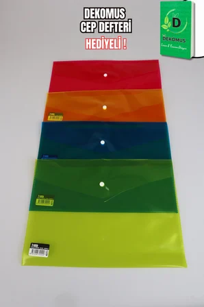 x Dekomus Rainbow Sort Collection 5 Adet Çıtçıt Dosya "Dekomus Cep Defteri Hediyeli"
