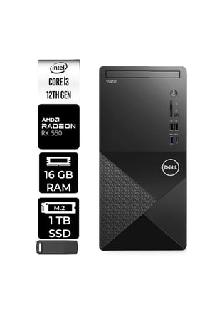 Vostro 3030MT Core i3 12100 RX 550 4GB 16GB RAM 1TB SSD FreeDOS N6001VDT3030MTP362 Masaüstü Bilgisayar + PER4 USB Bellek