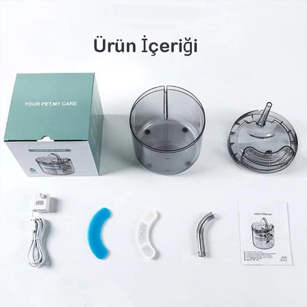 TechTic Kedi Köpek İçin Sessiz Su Çeşmesi Otomatik Su Pınarı Usb’li Su Sebili Kedi Su Şelalesi 