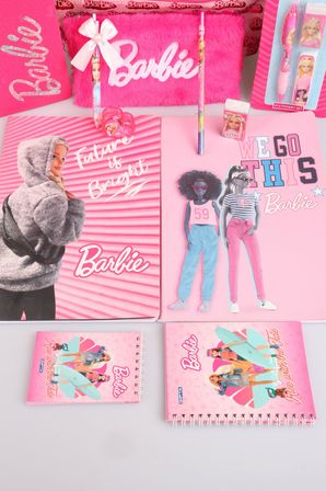 x Dekomus Lisanslı Barbie "Iconic Monogram Collection" Büyük Boy Okul Ve Tüylü Çantası Kırtasiye Seti