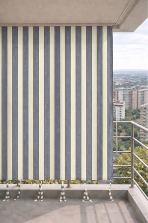 Gri-Krem balkon perdesi kornişli bağcıklı dış mekan dayanıklı modern balkon brandası