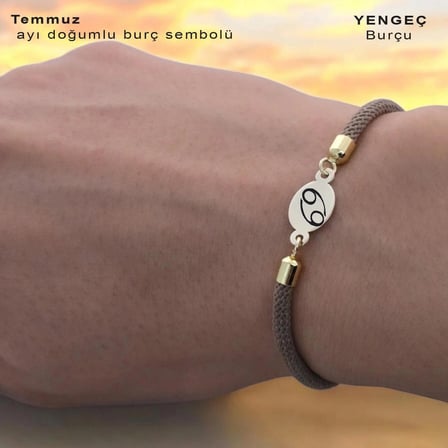 Temmuz Ayı Doğumları İçin Oval Motifli 14 Ayar Altın Plakalı Örgülü Hediye Bileklik-341ay-kahverengi