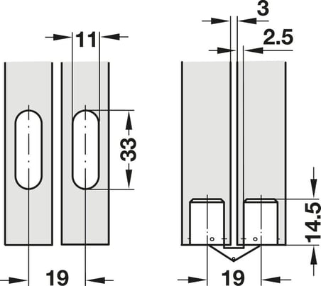 Häfele Menteşe, 16 mm ve üzerindeki ahşap kalınlıkları için, gizli montaj - 11x33 mm, Beyaz, Nikel