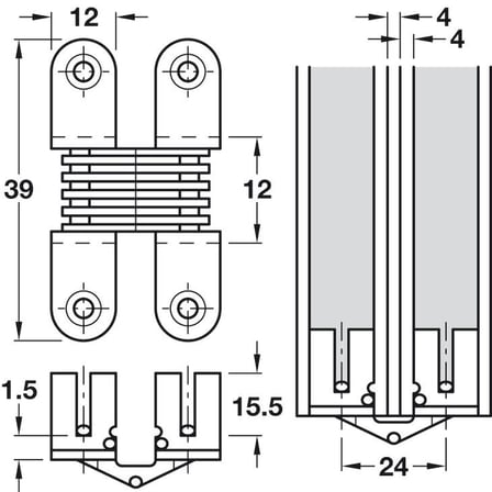 Häfele Menteşe, 14–26 mm ahşap kalınlıkları için, gizli montaj için - 18 – 20 mm