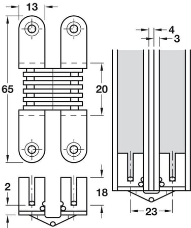 Häfele Menteşe, 14–26 mm ahşap kalınlıkları için, gizli montaj için - 19 – 21 mm