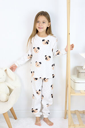 Kız Çocuk Interlok Kumaş Orta Kalınlıkta Pamuklu Pijama Takımı