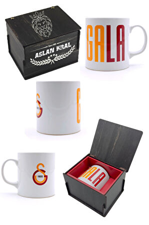 Galatasaray Orijinal Kupa Gs Orijinal Lisanslı Mug, Özel Ahşap Kutulu