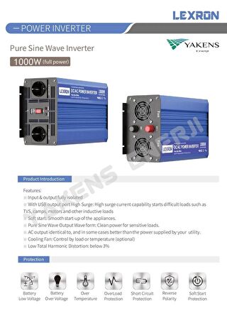 1000 Watt 24V Tam Sinüs İnverter Lexron