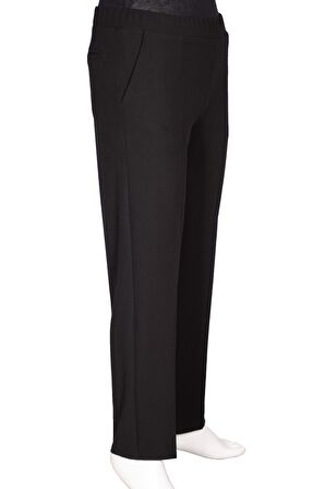 Hesna Kadın Aslı Yan Cepli Scuba Astarsız Siyah Pantolon