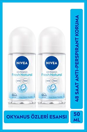 Nivea Kadın Roll-on Deodorant Fresh Natural 50ml, 48 Saat Anti-perspirant Koruma, X2 Adet