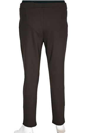 Barem Kadın Buse Rahat Kalıp Yan Cepli Orta Kalın Çelikli Kahve Pantolon