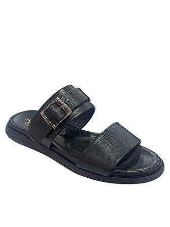 6051 Erkek Siyah Hakiki Deri Tokalı Sandalet – Konforlu ve Şık Yaz Ayakkabısı