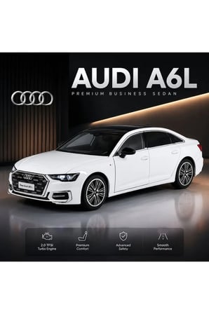 1:24 Audi A6 Diecast Model Araba Sesli Işıklı Komple Metal Audi A6 Long Model Araba