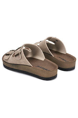 Günlük Kadın - Erkek Çift Tokalı Bantlı Desenli Mantar Taban Terlik 245 - 77734 - 34132 