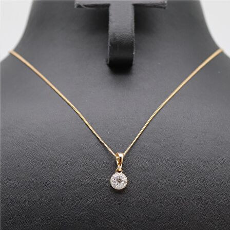 Oval Baget Zirkon Taşlı Kolye
