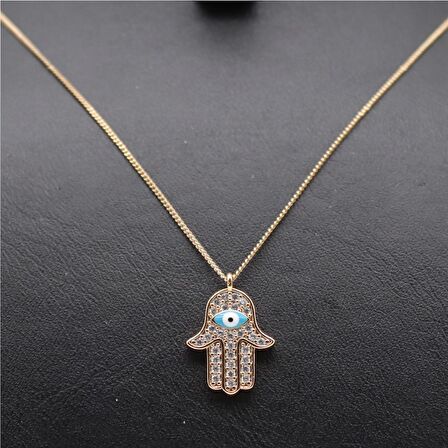 Nazarlıklı Baget Taşlı Minimal Kolye
