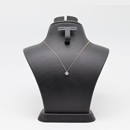Çiçek Minimal Taşlı Kolye Gold