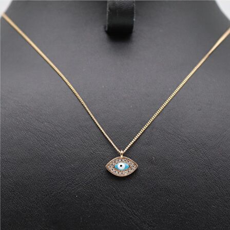 Nazarlıklı Baget Taşlı Minimal Kolye Gold