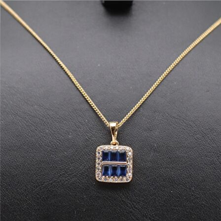 Alexandrite Baguette Kare Kolye Gold