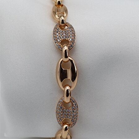 Taşlı Zincir Bileklik Gold
