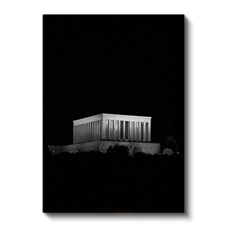 Gece Anıtkabir - Siyah Fonda Mimari Kanvas Tablo