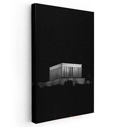 Gece Anıtkabir - Siyah Fonda Mimari Kanvas Tablo