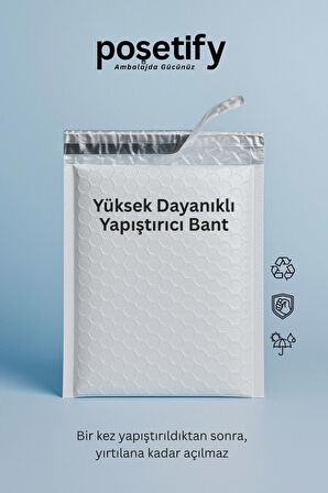 Balonlu Beyaz Kargo Poşeti 10x15+5 cm | 140 gr Bantlı Patpatlı Kargo Poşeti | 5’li E-Ticaret Poşeti