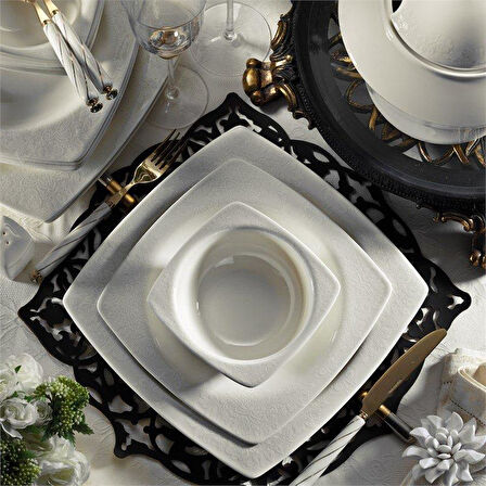 Kütahya Bone Mare 62 Prç Yemek Tk 9559/20 Platin BNMR62YT955920