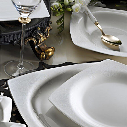 Kütahya Bone Mare 62 Prç Yemek Tk 9559/20 Platin BNMR62YT955920